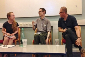 Katherine Inglis, Andrew Janes and Wim Van Mierlo in discussion on the panel, 'Perverted Pages'.
